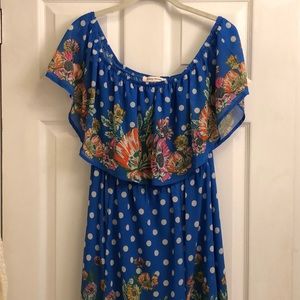 Blue Floral & Polka Dot Maxi Dress